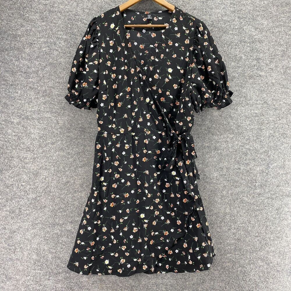 5/$45 SheIn Dress Women 3XL Black Floral Shift Midi V-Neck Short Sleeve Curve